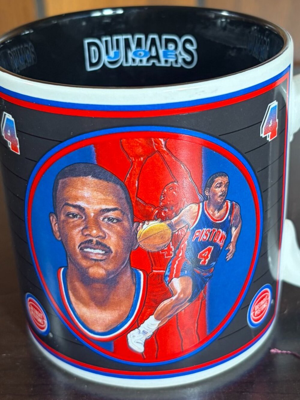 Limited Edition 1992-93 Joe Dumas Detroit Pistons Vtg Ceramic Coffee Mug - EUC